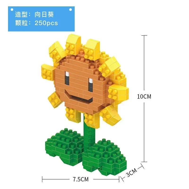Non-Toxic Plants Vs Zombies Blocks Small Cartoon Mini Building Block Peashooter Sunflower Chomper Assemble Action Model Doll Toy For Kids