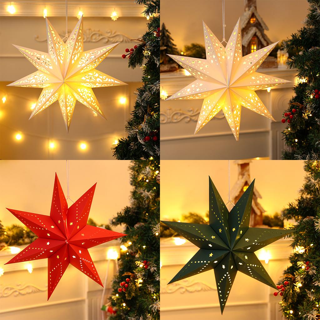 Weihnachtlicher Papierstern Anhänger Frohe Weihnachten Dekorationen für Zuhause 2026 Navidad Weihnachtsbaum Hängende Lampenschirme Schmuck Neujahr