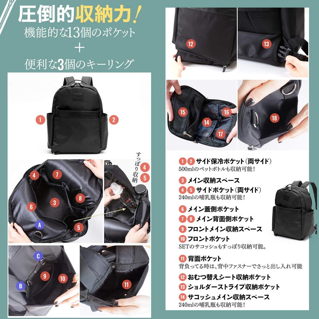 Sweet Mommy Shoulder Diaper Changing Large Capacity Baby Stroller Back Key Mommy Resin Suitable for Both Moms and Navy Mother's Bag, Tote, 2-Way Bag,