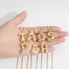 Gold Initial Letter Pendant Necklace Copper Paved Diamond A-Z Initial Alphabet Bubble Charm Choker For Women