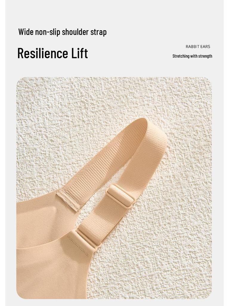 Women's No-Wire Support Bra: Comfortable, Side-Smoothing, Anti-Sagging, Thin Style with Wide Straps