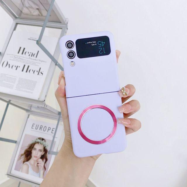 Bezprzewodowe Ładowanie Magnetyczne Etui Na Samsunga Galaxy Z Flip 4 Etui Ultra-Cienkie Przyjazne Dla Skóry Twarde Magsafe Etui Na Samsunga Zflip3