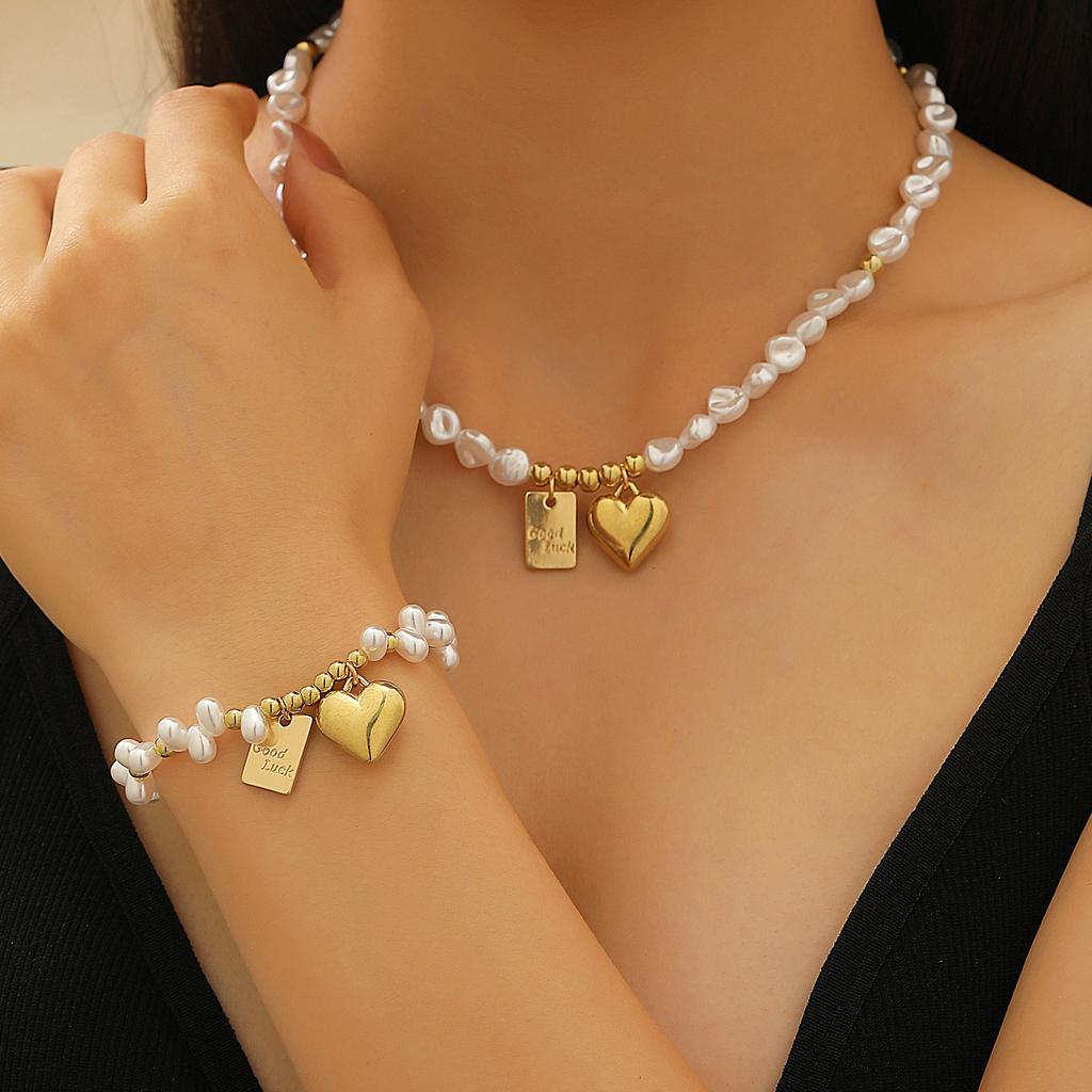 European and American Baroque Special-shaped Pearl Set Jewelry Women's High-end Necklace, Stud Earrings, Bracelet Collar