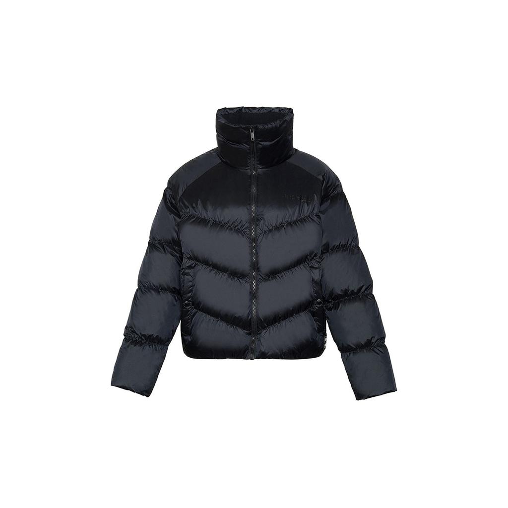 Li-Ning Badfive Basketball Series Solid Color Windproof Warm Breathable Collarless Down Jacket Women Outerwear Black AYMR090-4