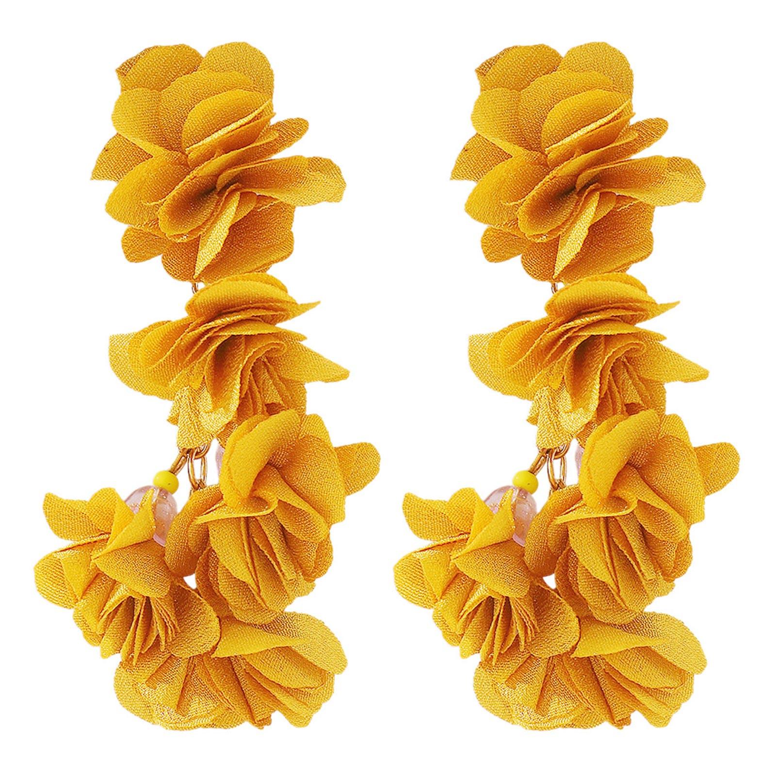 

Floral Drop Earrings Lightweight Exaggerate Earrings Allergy Free Flower Ear Pendants Handmade Bohemian Ears Ornament