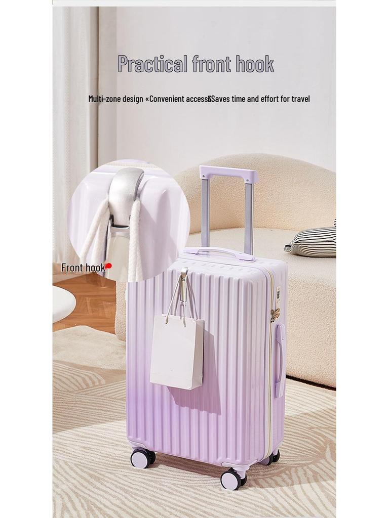 Women's 20" Carry-On Suitcase, Gradient Color, Japanese & Korean Style, 26" Trolley with Combination Lock for Travel