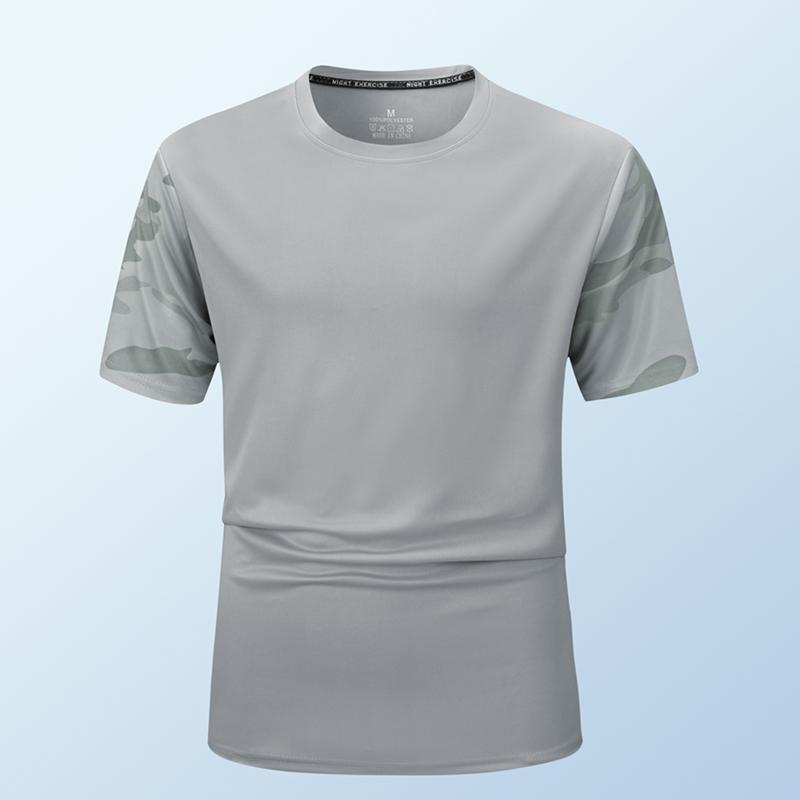 Men s Grey Quick Dry T-Shirt With Camouflage Print Short Sleeves S серый