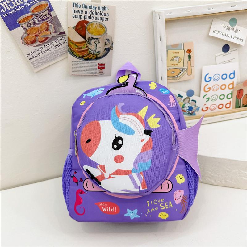 

Cartoon Nylon Kindergarten Backpack For Boys And Girls With Breathable Design And Dual Shoulder Straps Modern Cool Style Purple Unicorn