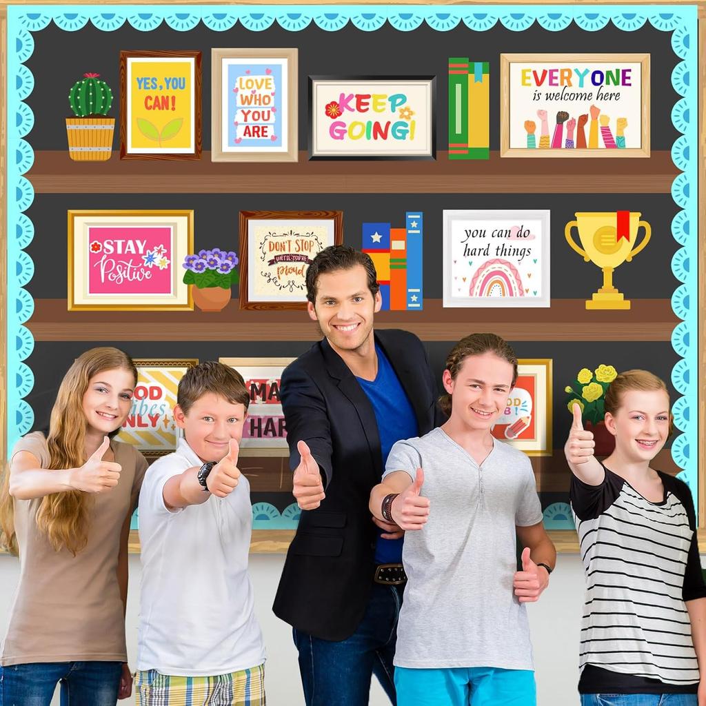 LioNergy Motivational Quotes Classroom Bulletin Board Kit Positive Mindset helves Bulletin Board Decoration piration Poster Cutouts Wall Door Décor