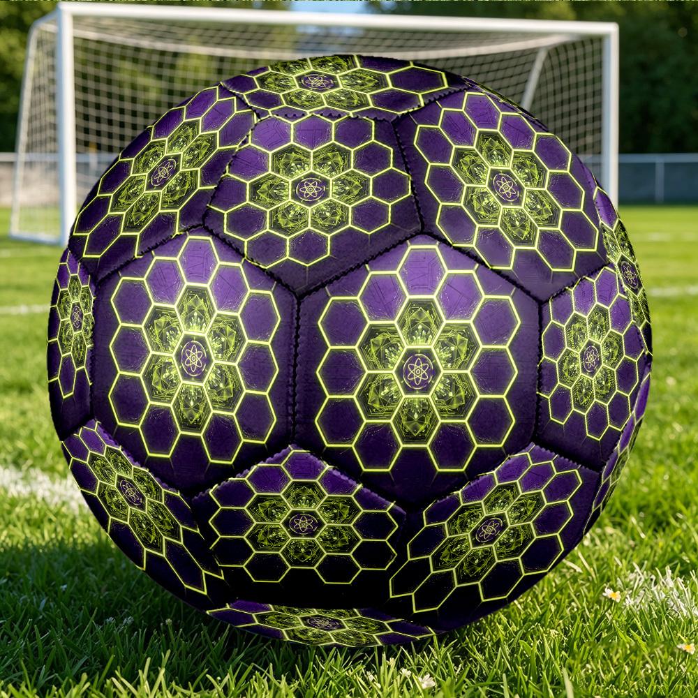 1pc Hexagonal Neon Grid Themed Soccer Ball, Size 5, Lightweight PVC Material, Outdoor Training Soccer Ball Gift. q62256