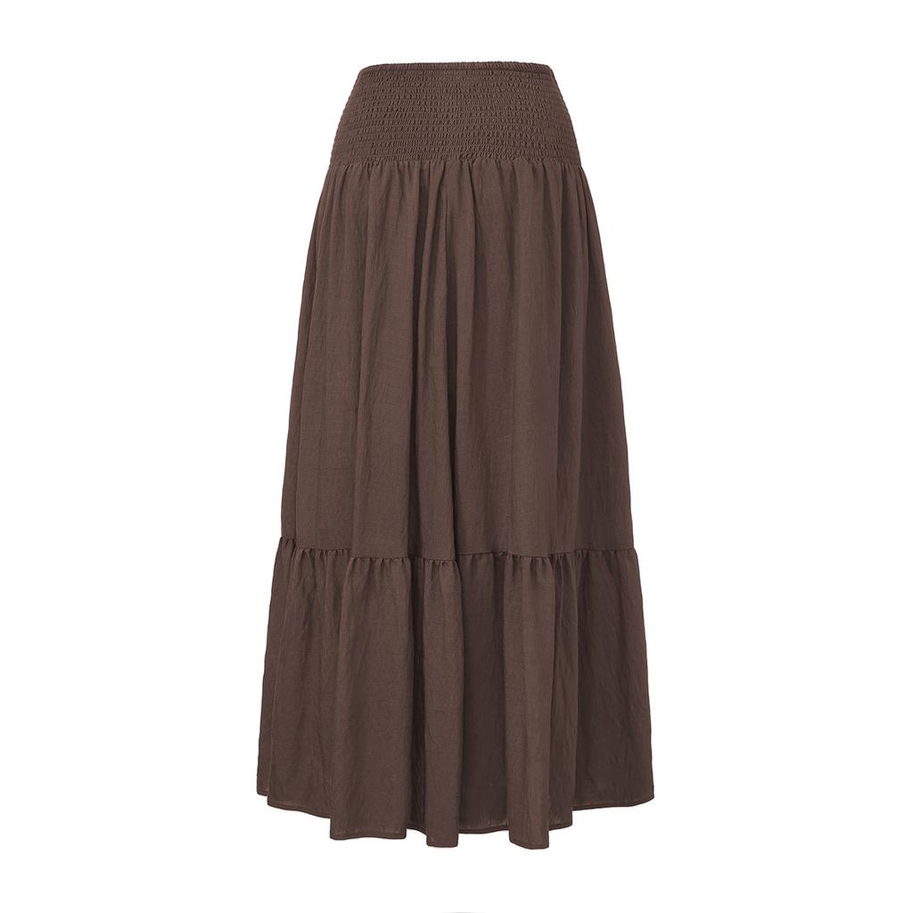 Gonna Maxi a Strati Bohemien a Vita Alta da Donna con Elastico in Vita Leggera Svasata a Linea A per Outfit Casual