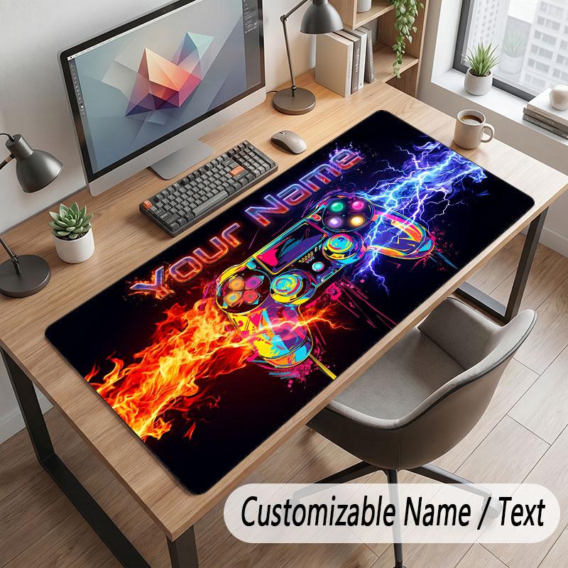 Game Controller Theme Customized Mouse Pad Personalized Print Name Text Desk Mat For Home Office Table Decor