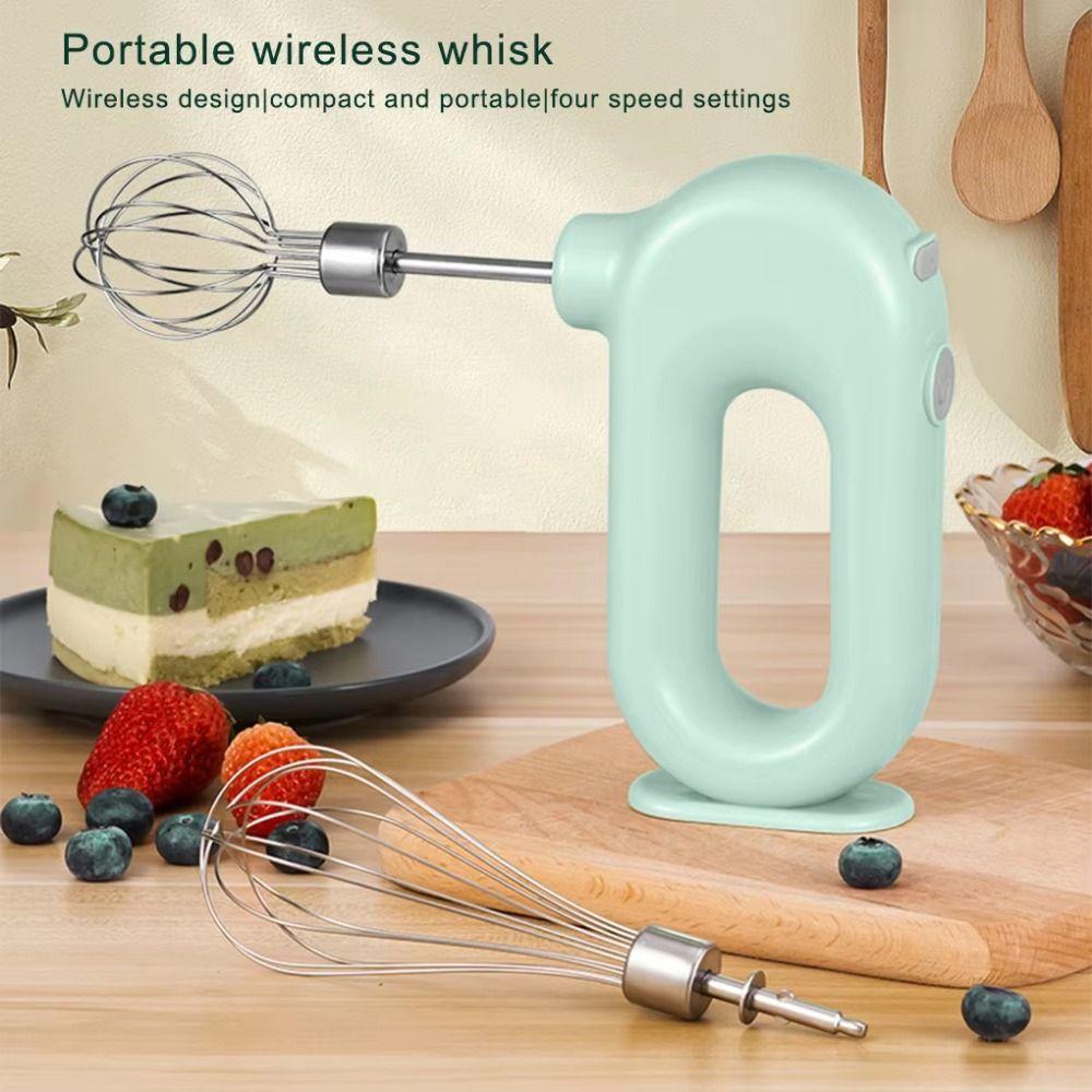 Portable Electric Eggbeater Adjustable Gears Mini Egg Beater Electric Cordless Mixer Whipped Cream