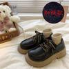 With Skirts, Small Leather Shoes, Women's Autumn 2025 New Retro British Style Velvet Versatile Round Head Thick Sole Height Increase Single