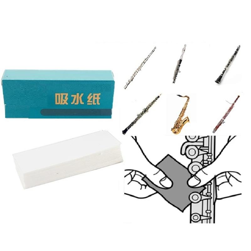 100pcs Woodwind Mouthpiece Pad AntiSticky Button Drying Absorbent Cleaner Paper