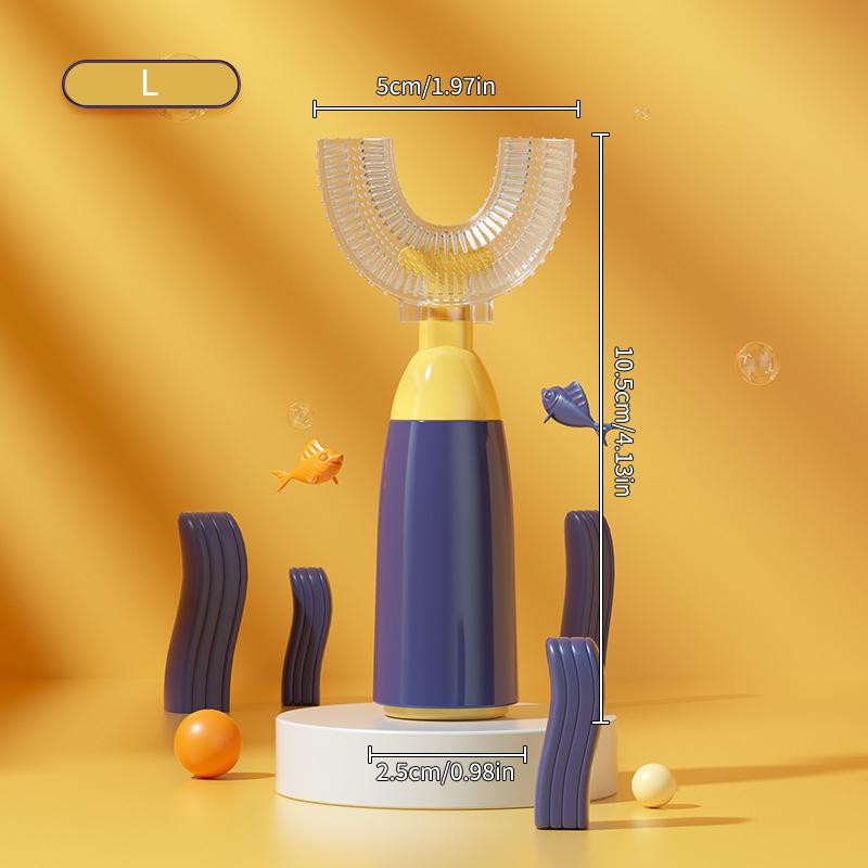 

Kids Toothbrush U-Shape 360 Degree Infant Teether Baby Toothbrush Children Silicone Brush For Toddlers Oral Tooth Care Cleaning L синий