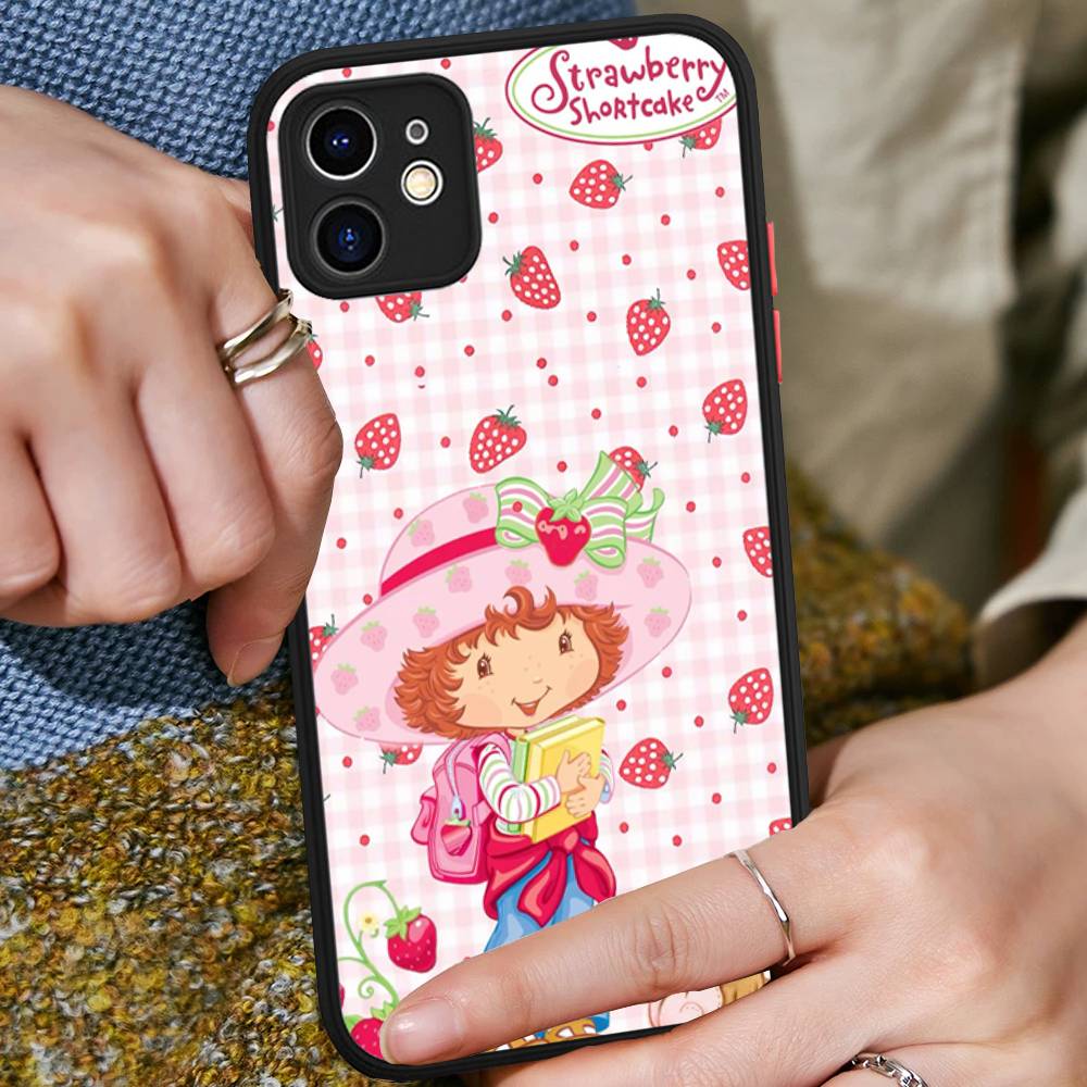 S-Erdbeerkuchen-Mädchen Für IPhone 16 Pro Max 15 14 13 12 11 XS MAX X Plus Bonbonfarbe Mattes TPU Handyhülle