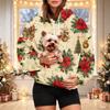 Women's Stylish Christmas Print Hoodie with Pet Pocket, Casual Holiday Pullover for Winter Wear