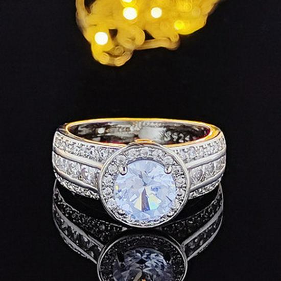 Luxury Women's Hip-Hop Zircon Ring - Trendy Hollow Design for Index Finger