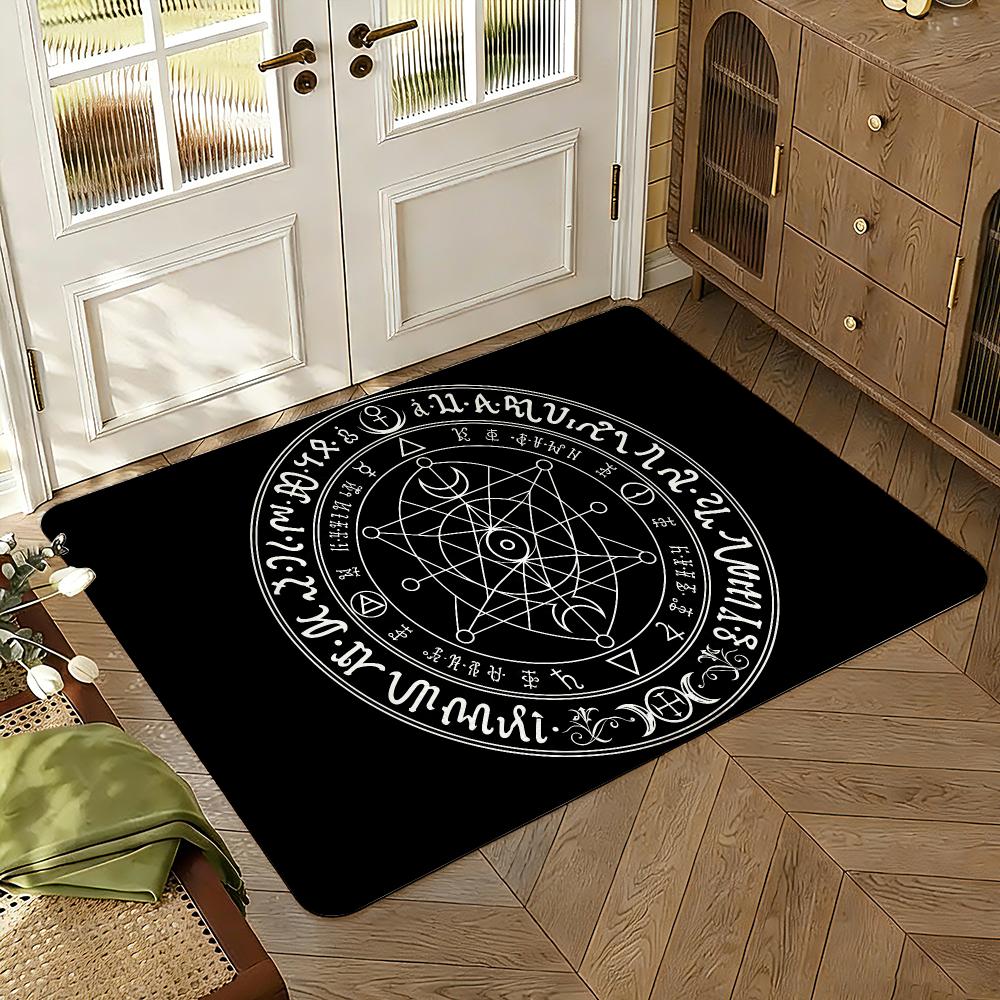 Pentagram Sun Pattern Magic Circle Floor Mat Soft Thickened Absorbent Non-Slip Bedroom Living Room Door Mat Home Flannel Rugs