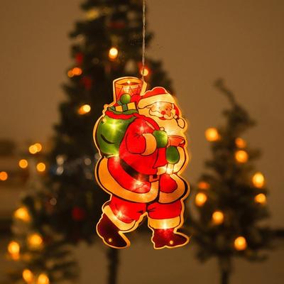 New PVC Christmas Lamp Snowman Shaped Shopwindow Decor Window Hanging Light Room Decor Santa Claus Xmas Color Lamp
