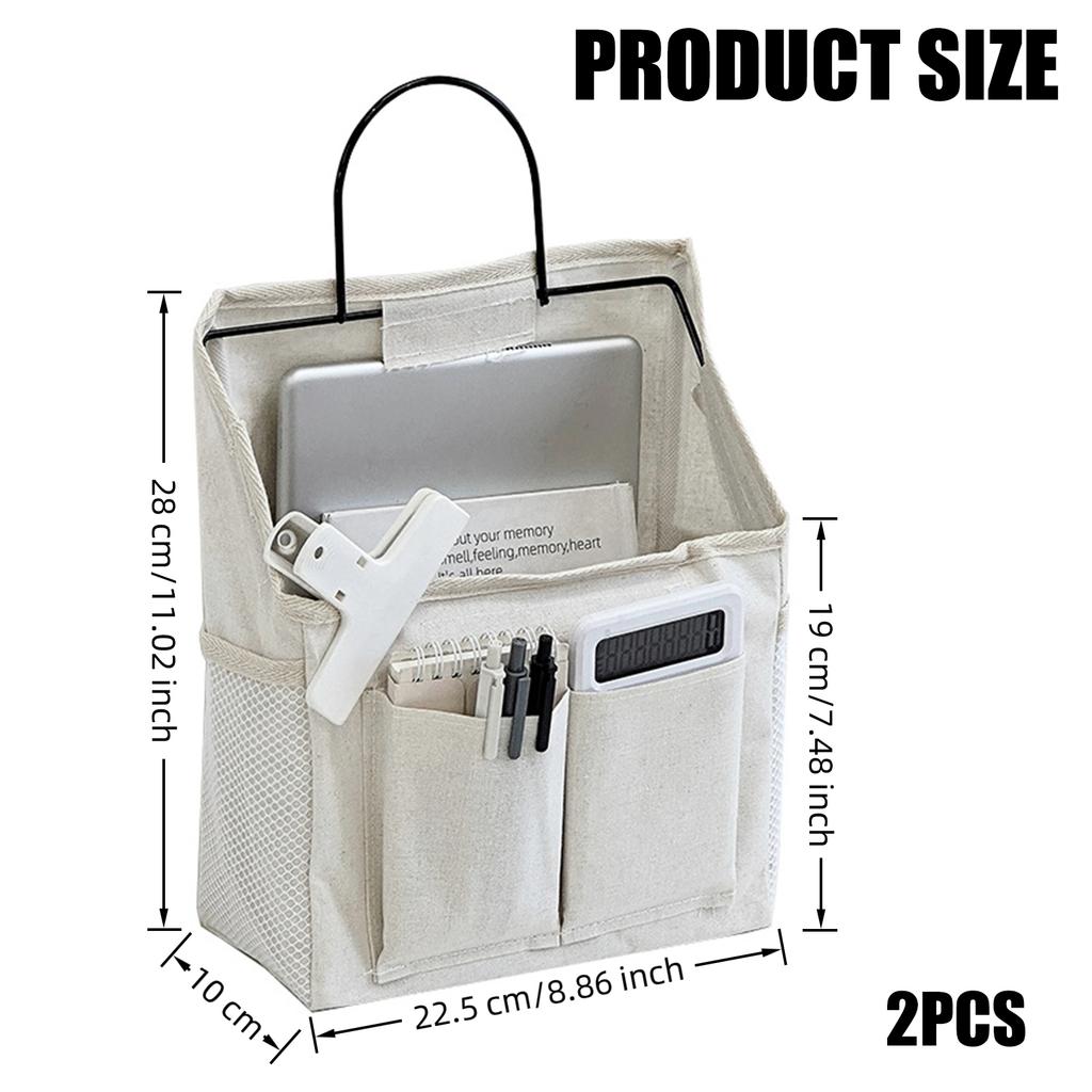 Durable Cotton Fabric Wall Mounted Organizers With Multiple Pockets For Bedroom Living Room Storage