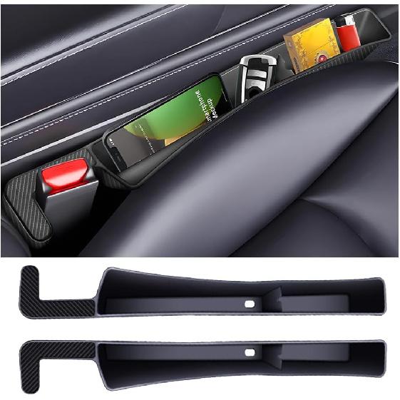 2PCS Car Seat Gap Filler, Multifunctional Automotive Seat Gap Organizer Black