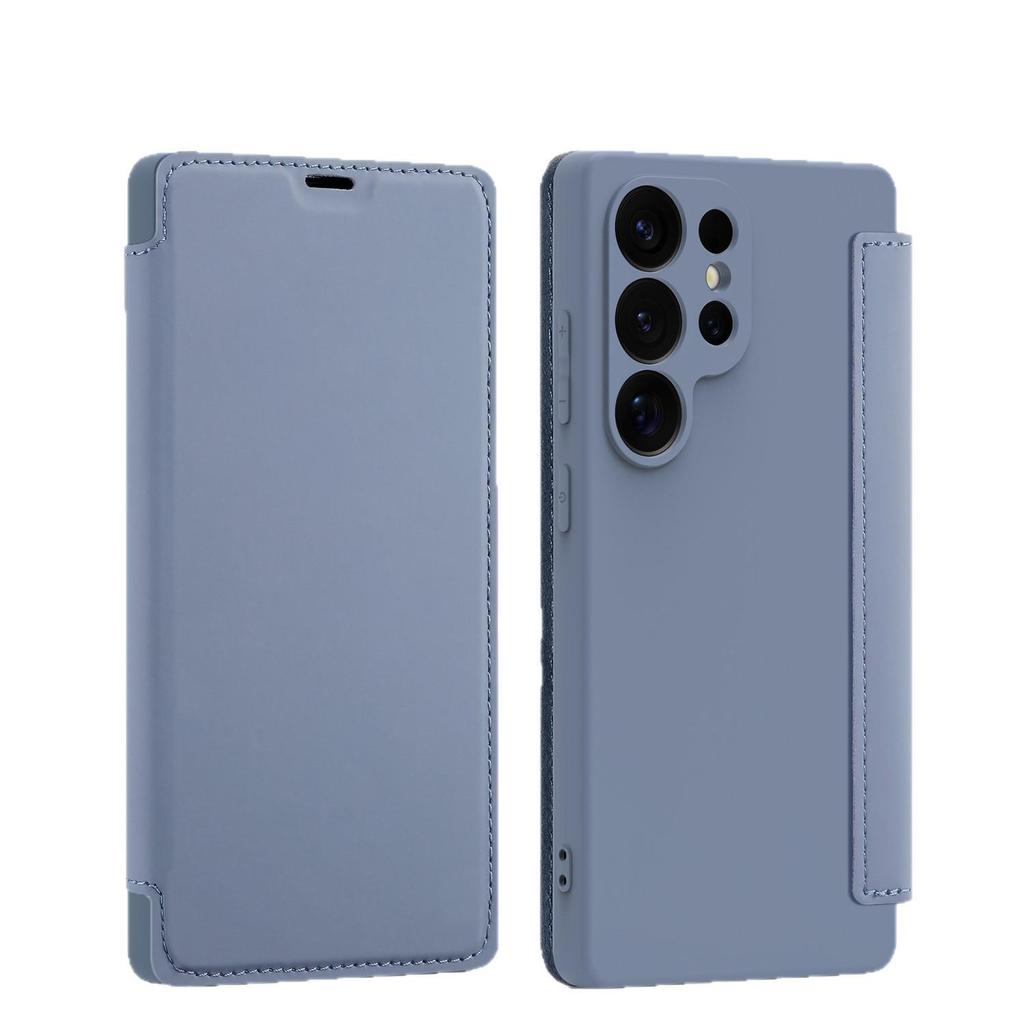 Samsung S25 Ultra/S24 Plus/S23 Leather Case: Imitation Liquid Skin, Solid Color, Card Slot, Precise Cutouts, Anti-Drop Protection