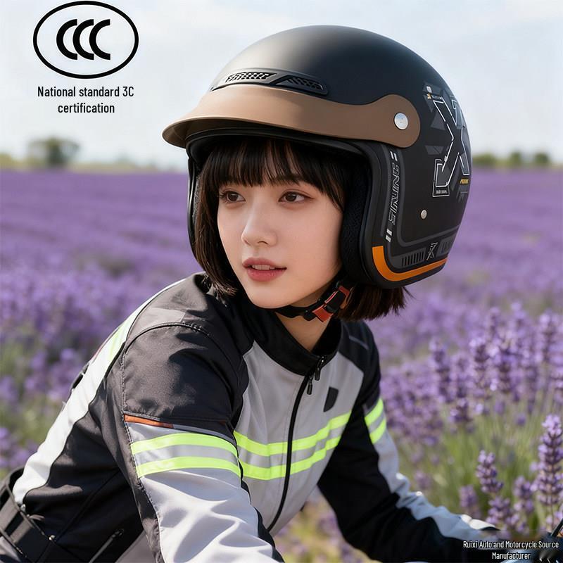 3C Certified Electric Helmet for Women & Men: Warm, Safe & All-Season Motorcycle Half Helmet for Autumn/Winter.