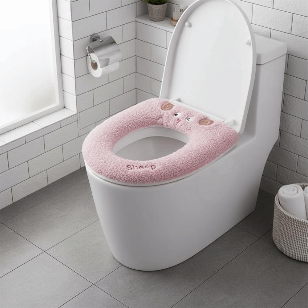 Thickened Velvet Toilet Seat Warm Toilet Seat Cushion Cute Toilet Mat  Bathroom
