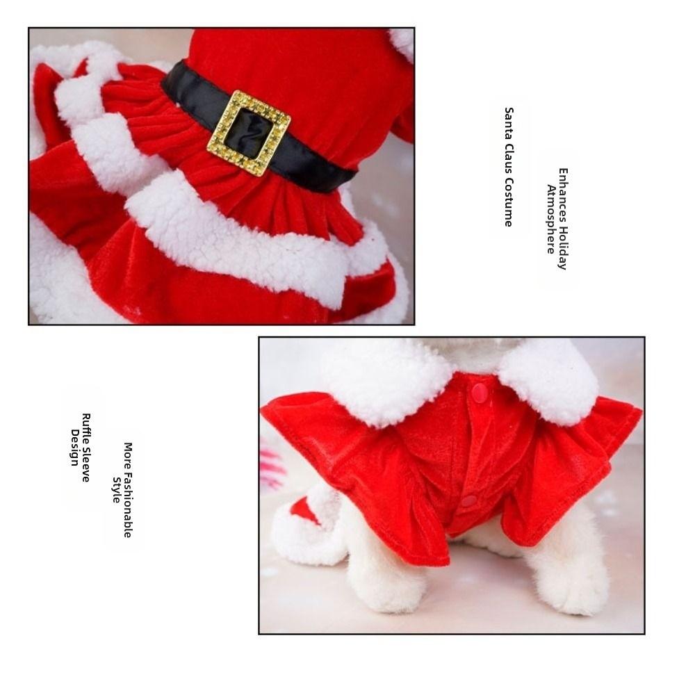 Comfortable Cute Santa Claus Dog Skirt Breathable Warm Cats Christmas Dress Soft Pet Christmas Costume Xmas