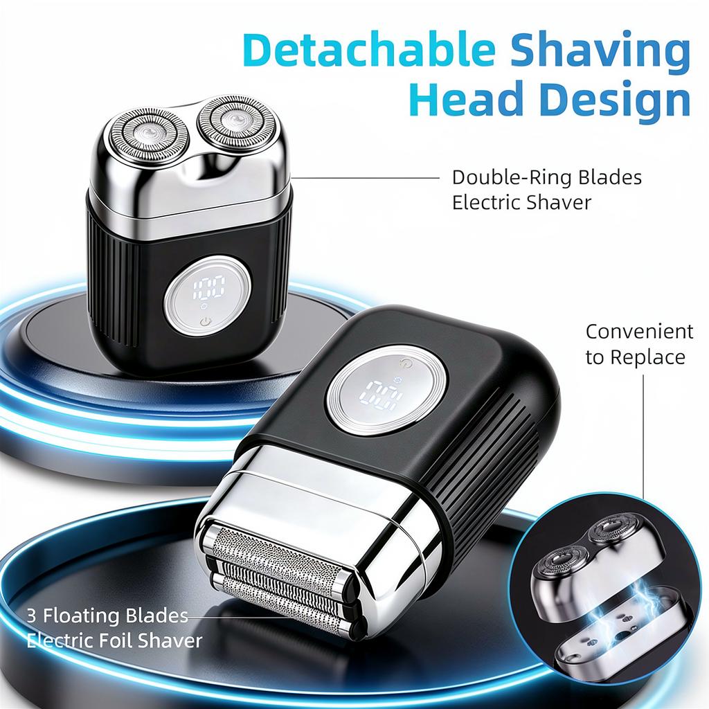 Xiaomi Electric Shaver for Men 9000RPM Mini Foil Razor with Digital Display Magnetic Replaceable Head Type-C Fast Charge Wet & Dry