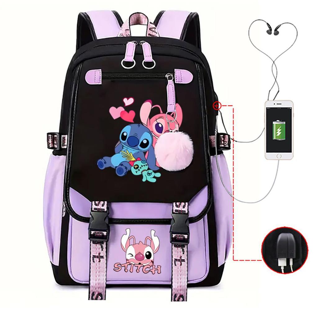 Children'S School Bag Contrasting Color Neutral Backpack Animation Printing Primary And Secondary School Students