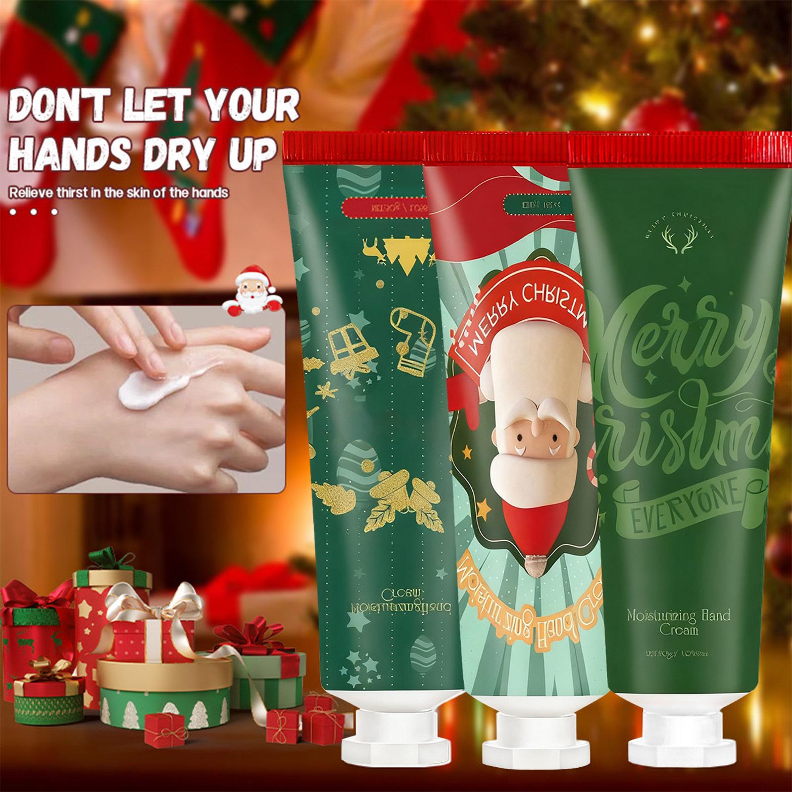 

Christmas Hand Cream Gift Set, 3 Fruit Flavors Moisturizing Hand Cream For Dry Chapped Lip, With Exquisite Packaging,Women Men Lip Care Gifts One Size