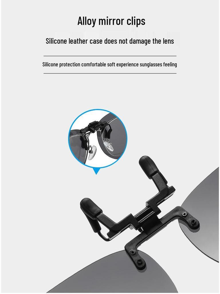 Unisex Ultra-Light Polarized Flip-Up Clip-On Sunglasses for Driving with UV Protection for Prescription Glasses