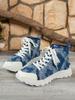 Autumn and winter new European and American thick-bottomed washed denim plaid beggar casual short boots