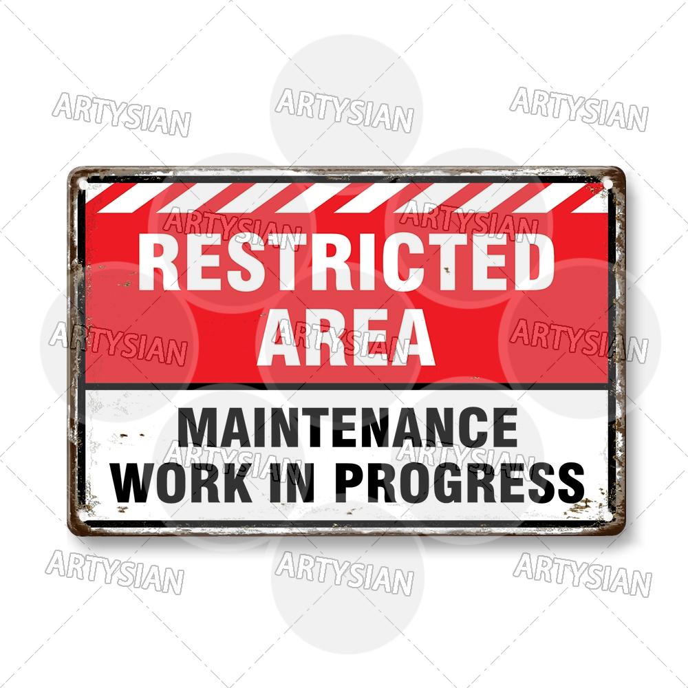 Workplace Warning Metal Sign PPE Plaque Restricted Area Safety Notice Workers Overhead Workplace Rules Construction Site Poster