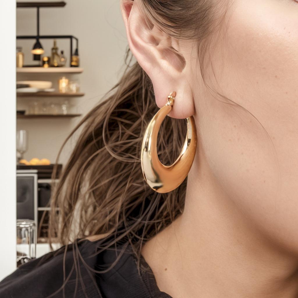 Golden Chunky Hoop Earrings for Women Bold Statement Everyday Jewelry Gift
