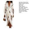 Women's Floral Print Satin Wrap Midi Dress Deep V Neck Long Sleeve Bodycon Dress Split Formal Evening Party Dress