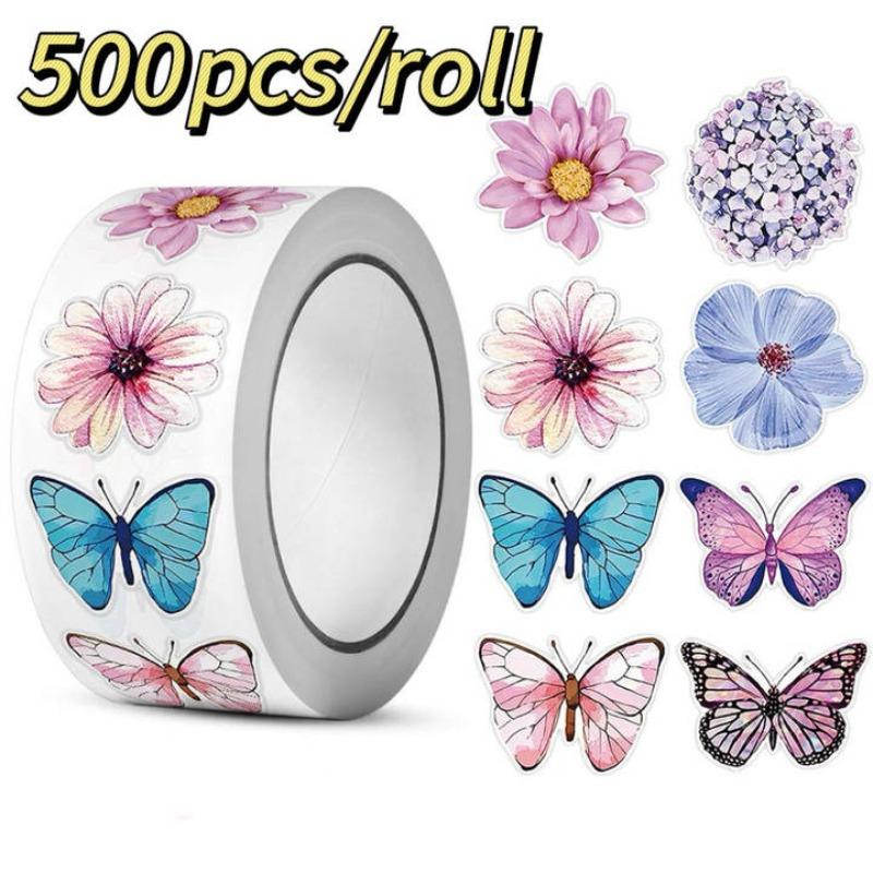 

1-5 rolls Butterfly Flowers Stickers 2.5cm/1.0inch Diy Decals Decor Use To Adorn Gifts Notebook Kettle Phone Seal Labels 1roll
