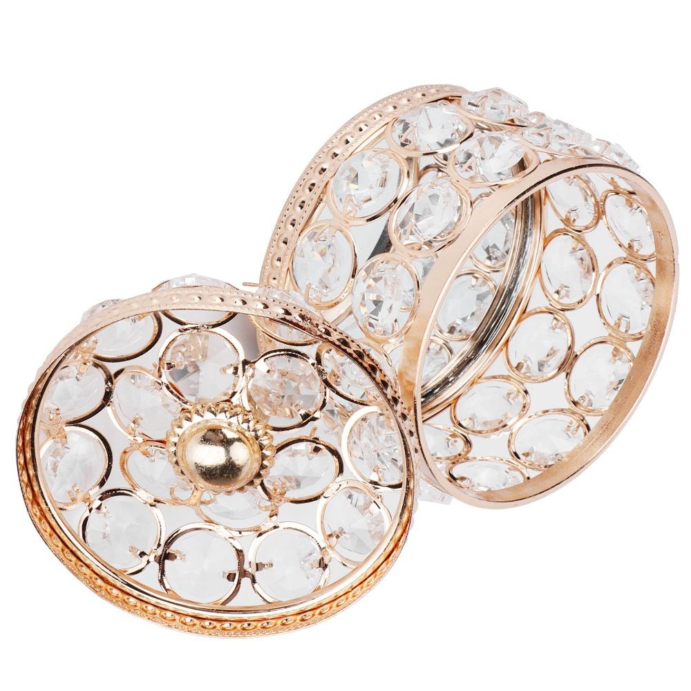 Iron Crystal Jewelry Box Electroplated Gold Jewelry Organizer Box  Women Jewelry Storage