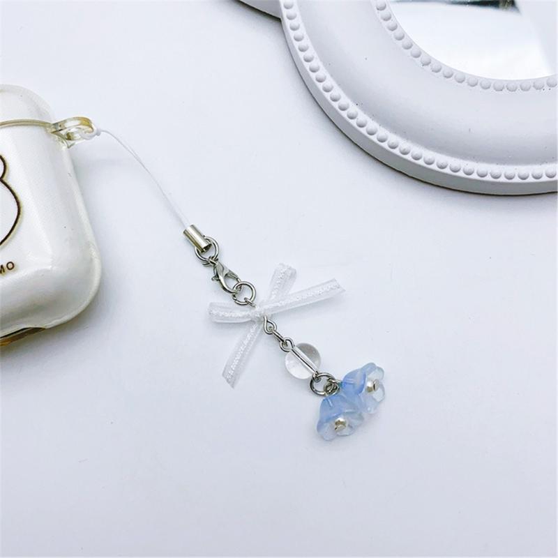 Bowknot Phone Charm Strap Keychain Keyring Lanyard String Flower Phone Chain