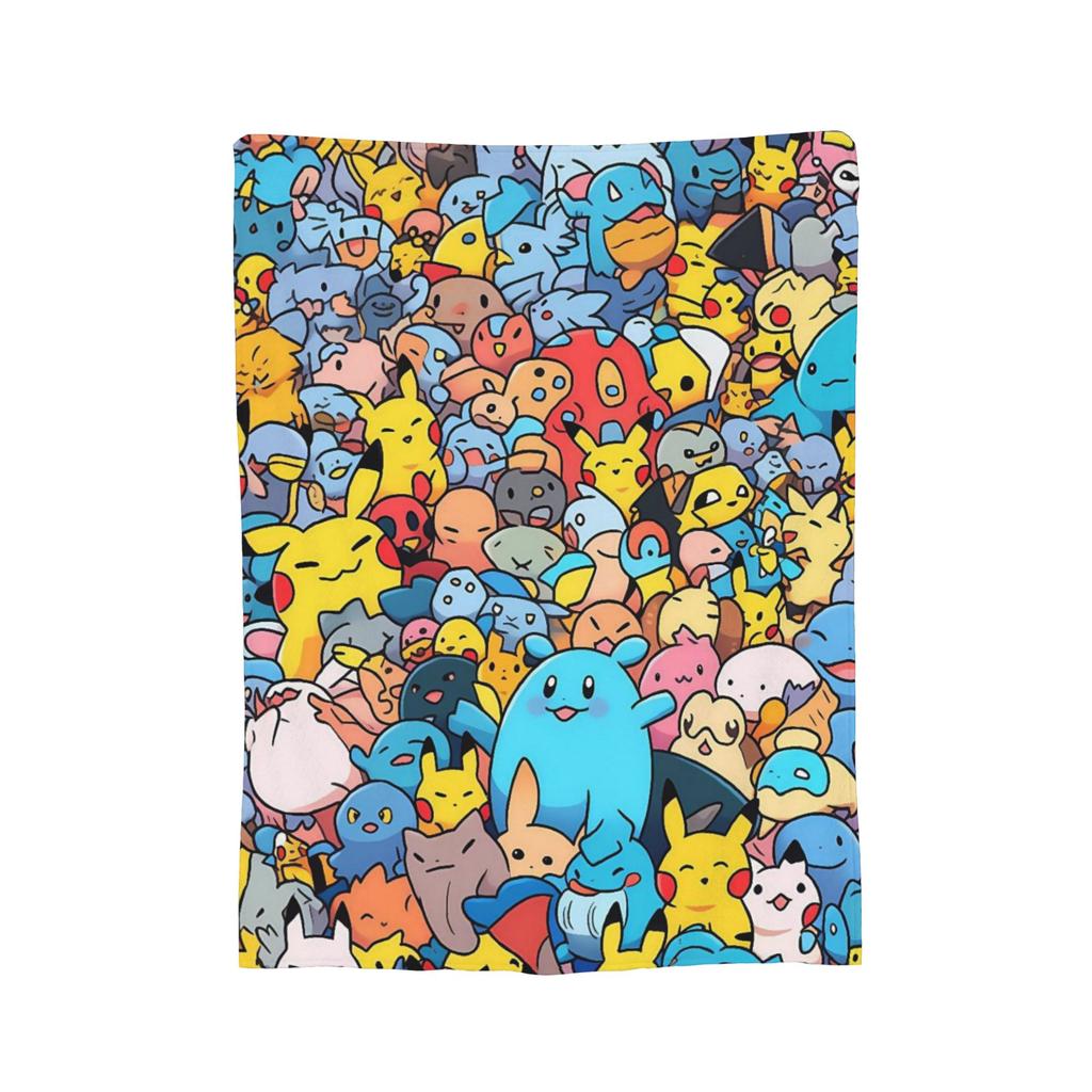 Pokemons Cartoon Pikachu Blankets Fleece Spring Autumn Portable Soft Throw Blankets for Sofa Couch Quilt