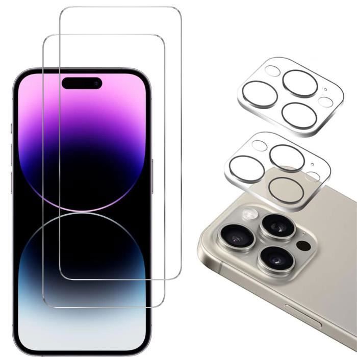 Film de Protection - Phonillico - iPhone 15 PRO - Pack 2 - Verre Trempé - Résistant aux Rayures