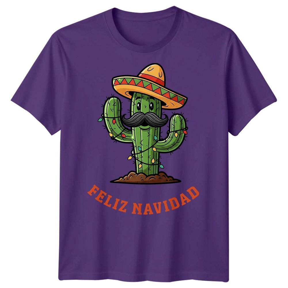 Cactus Feliz Navidad Christmas Holidays Unisexs TShirt Festive Sombrero Tee