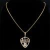 Music Guitar Pick Pendant Necklace for Women/Men Stainless Steel Gold Color Punk Bass Note Chain Necklace Party Jewelry collar