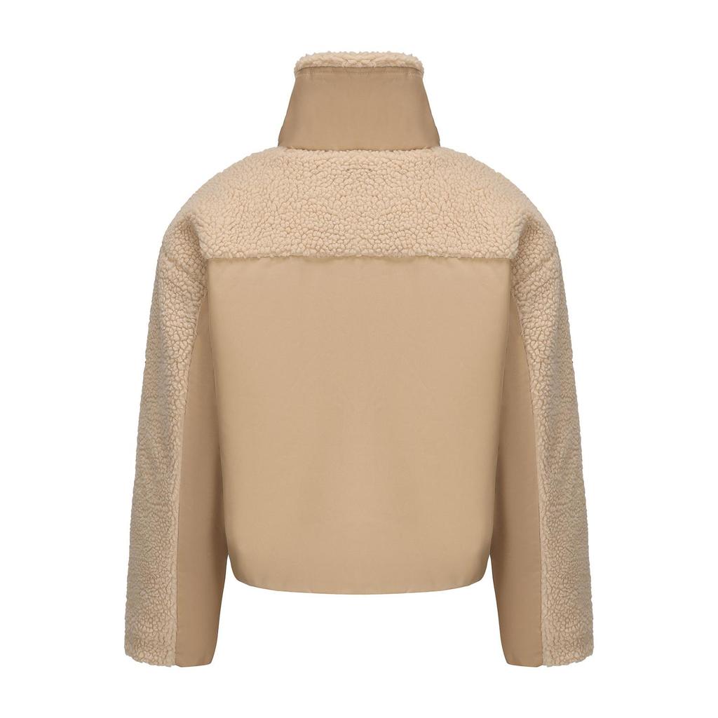 Women’s Plush Fleece Jackets Long Sleeves Lapel Zipper Short Coat Windproof Warm Bomber Jacket Loose Fit Outerwear Vintage Style Autumn Winter Tops