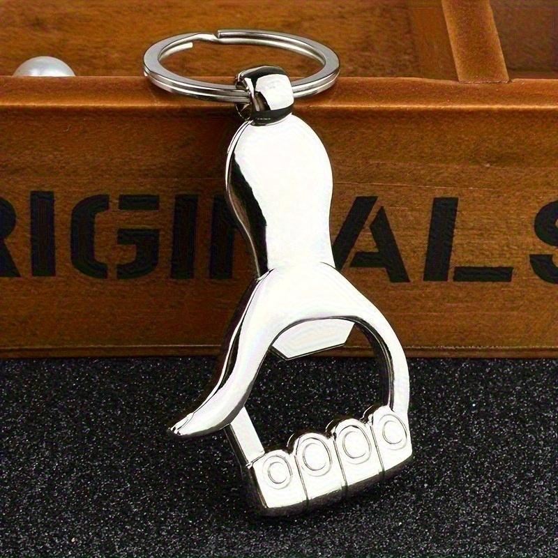 Heavy Duty Stainless Steel Bottle Opener Keychain ,One Touch Lever Mechanism, Ergonomic Grip Design, Rust Resistant , Durable for Home, Bar, Party
