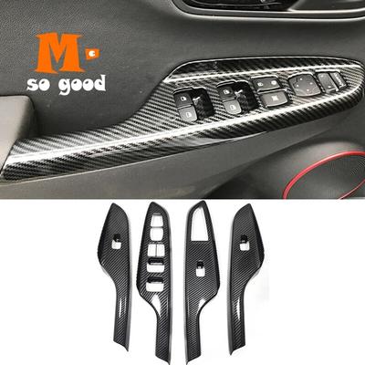 ABS Carbon Fiber for Hyundai Kona Kauai Encino 2017 2018 Car Window Lift Door Armrest Glass Button Switch Accessories