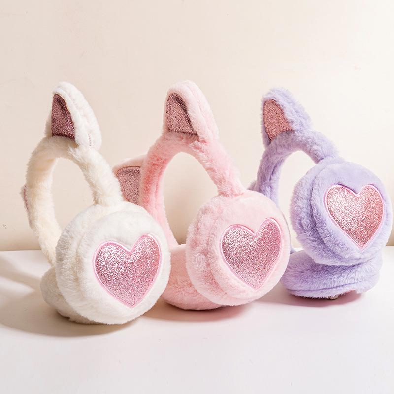 Winter Plush Cat Ear Earmuffs for Women & Children - Warm & Retractable